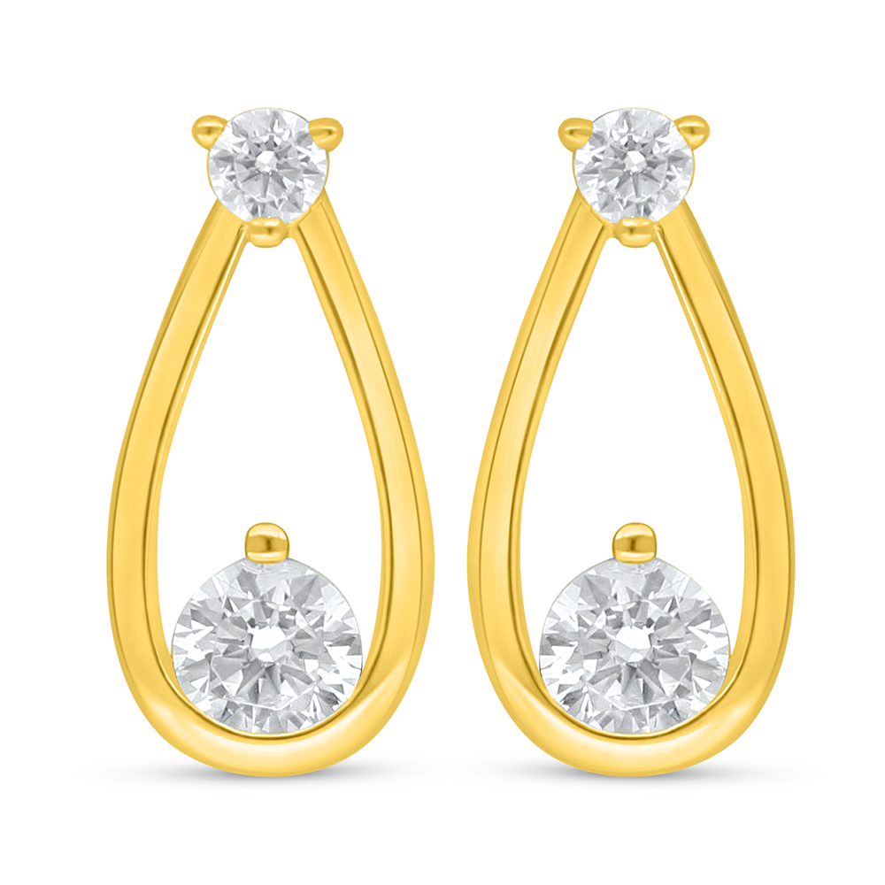 Sterling Silver 925 Earring Golden Plated Embedded With White Zircon