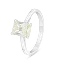 Sterling Silver 925 Ring Rhodium Plated Embedded With Yellow Diamond 