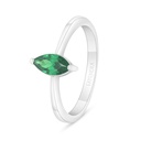 Sterling Silver 925 Ring Rhodium Plated Embedded With Emerald Zircon 