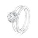 Sterling Silver 925 Ring (Twins) Rhodium Plated Embedded With White Zircon