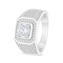 Sterling Silver 925 Ring Rhodium Plated Embedded With White Zircon