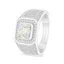 Sterling Silver 925 Ring Rhodium Plated Embedded With Yellow Diamond And White Zircon