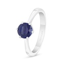 Sterling Silver 925 Ring Rhodium Plated Embedded With Sapphire Corundum 