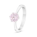 Sterling Silver 925 Ring Rhodium Plated Embedded With Pink Zircon 