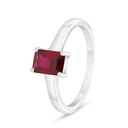 Sterling Silver 925 Ring Rhodium Plated Embedded With Ruby Corundum 