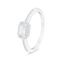 Sterling Silver 925 Ring Rhodium Plated Embedded With White Zircon