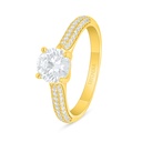 Sterling Silver 925 Ring Golden Plated Embedded With White Zircon