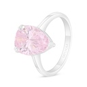 Sterling Silver 925 Ring Rhodium Plated Embedded With Pink Zircon 