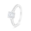 Sterling Silver 925 Ring Rhodium Plated Embedded With White Zircon