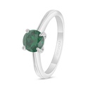 Sterling Silver 925 Ring Rhodium Plated Embedded With Emerald Zircon And White Zircon