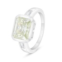 Sterling Silver 925 Ring Rhodium Plated Embedded With Yellow Diamond And White Zircon