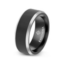 Tungsten Carbide Wedding Ring Silver And Black Plated For Men