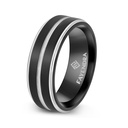 Tungsten Carbide Wedding Ring Silver And Black Plated For Men