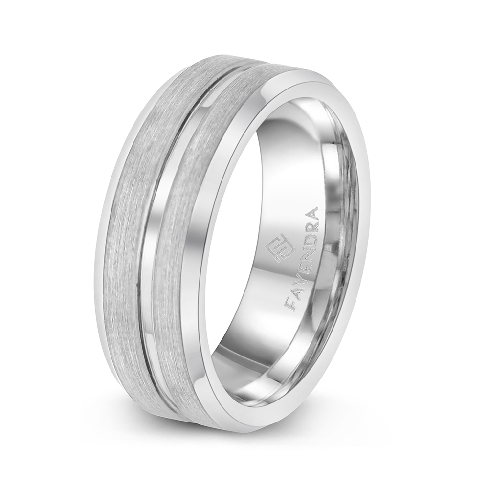 Tungsten Carbide Wedding Ring Silver Plated For Men