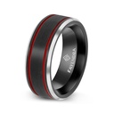 Tungsten Carbide Wedding Ring Silver And Black And Red Plated For Men