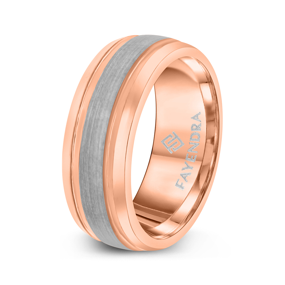 Tungsten Carbide Wedding Ring Silver And Rose Gold Plated For Men