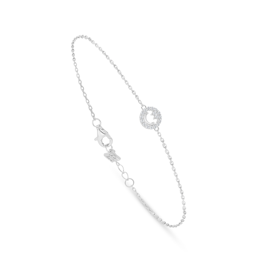Sterling Silver 925 Bracelet Rhodium Plated Embedded With White Zircon