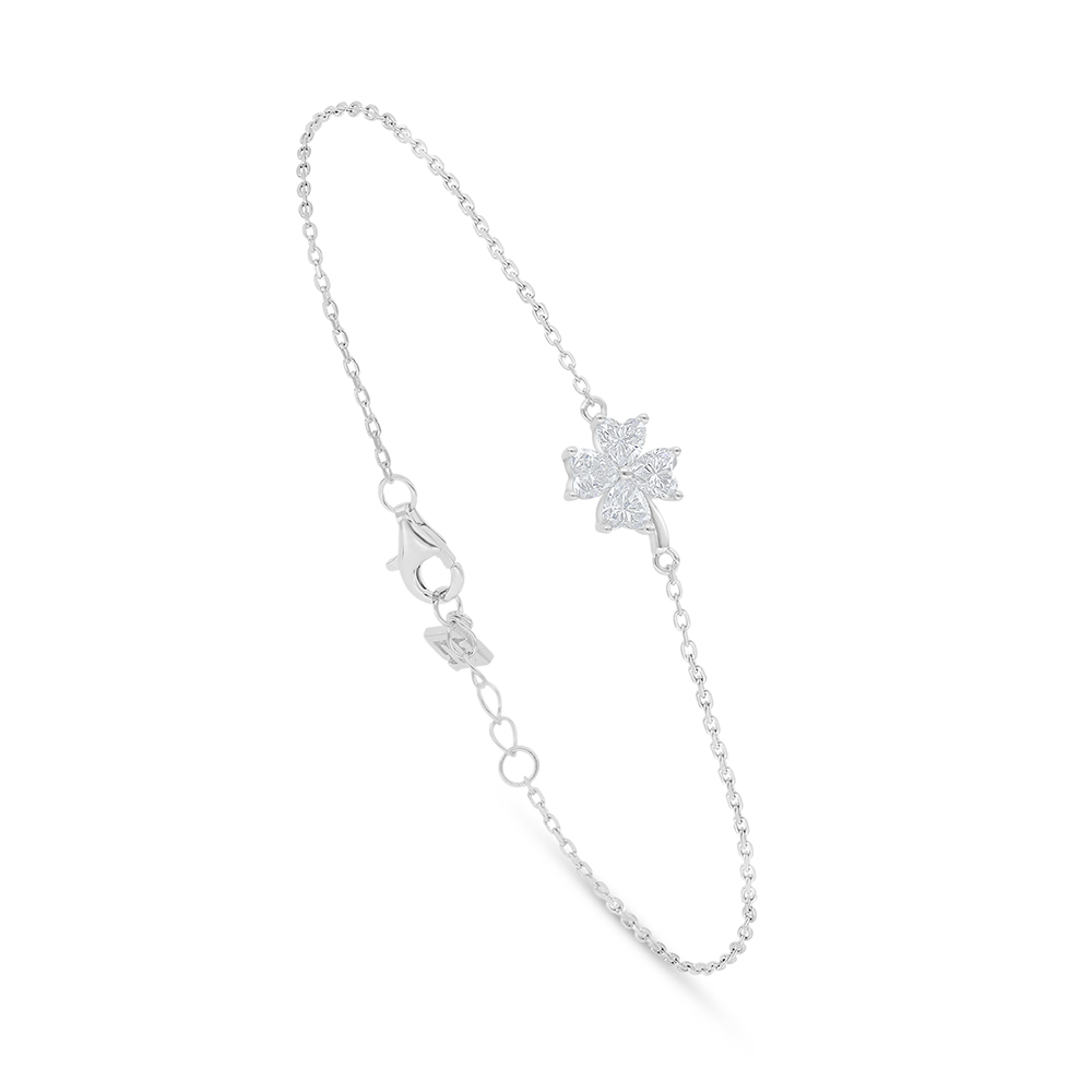 Sterling Silver 925 Bracelet Rhodium Plated Embedded With White Zircon