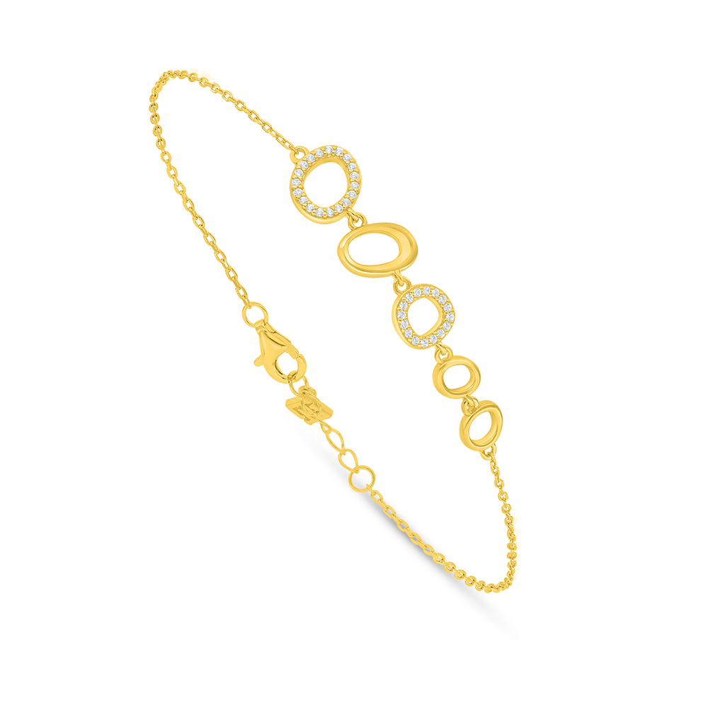 Sterling Silver 925 Bracelet Golden Plated Embedded With White Zircon