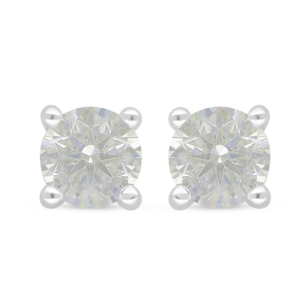 Sterling Silver 925 Earring Rhodium Plated Embedded With Yellow Diamond 