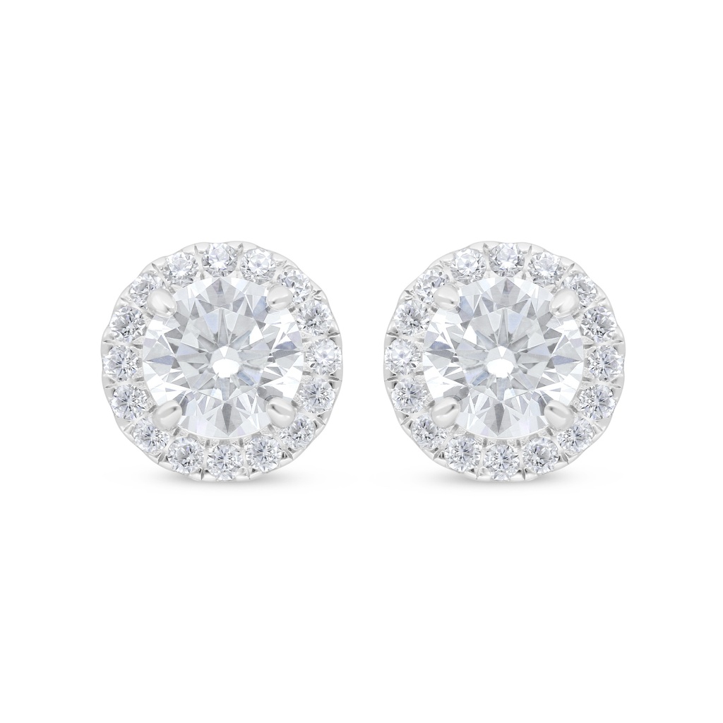 Sterling Silver 925 Earring Rhodium Plated Embedded With White Zircon