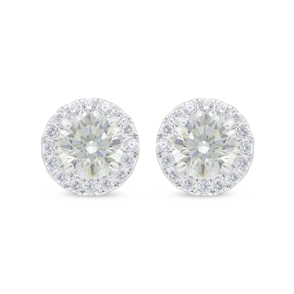 Sterling Silver 925 Earring Rhodium Plated Embedded With Yellow Diamond And White Zircon