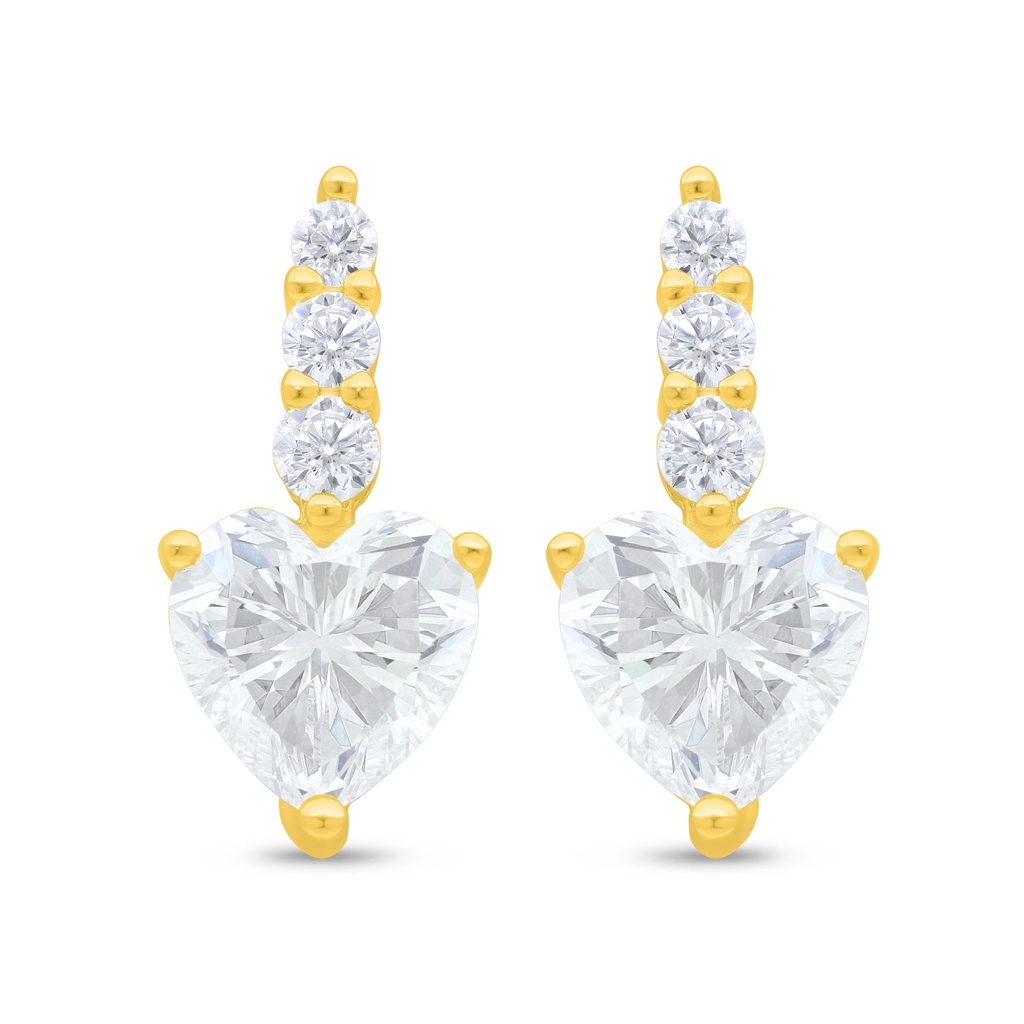 Sterling Silver 925 Earring Golden Plated Embedded With White Zircon