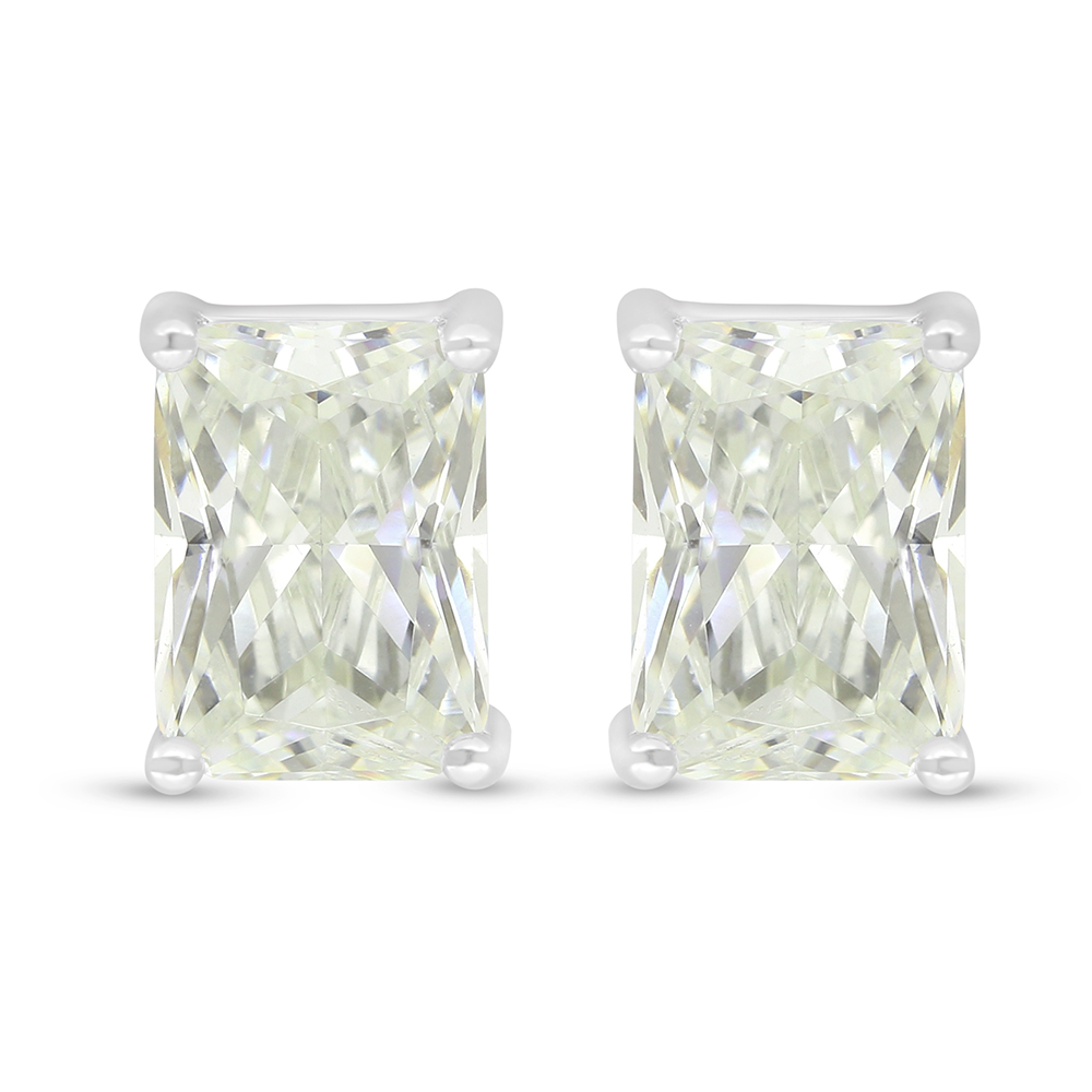 Sterling Silver 925 Earring Rhodium Plated Embedded With Yellow Diamond 