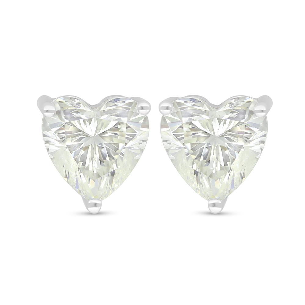 Sterling Silver 925 Earring Rhodium Plated Embedded With Yellow Diamond 