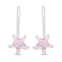 Sterling Silver 925 Earring Rhodium Plated Embedded With Pink Zircon 