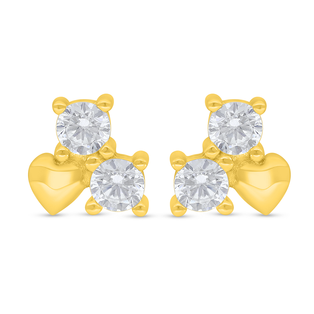 Sterling Silver 925 Earring Golden Plated Embedded With White Zircon