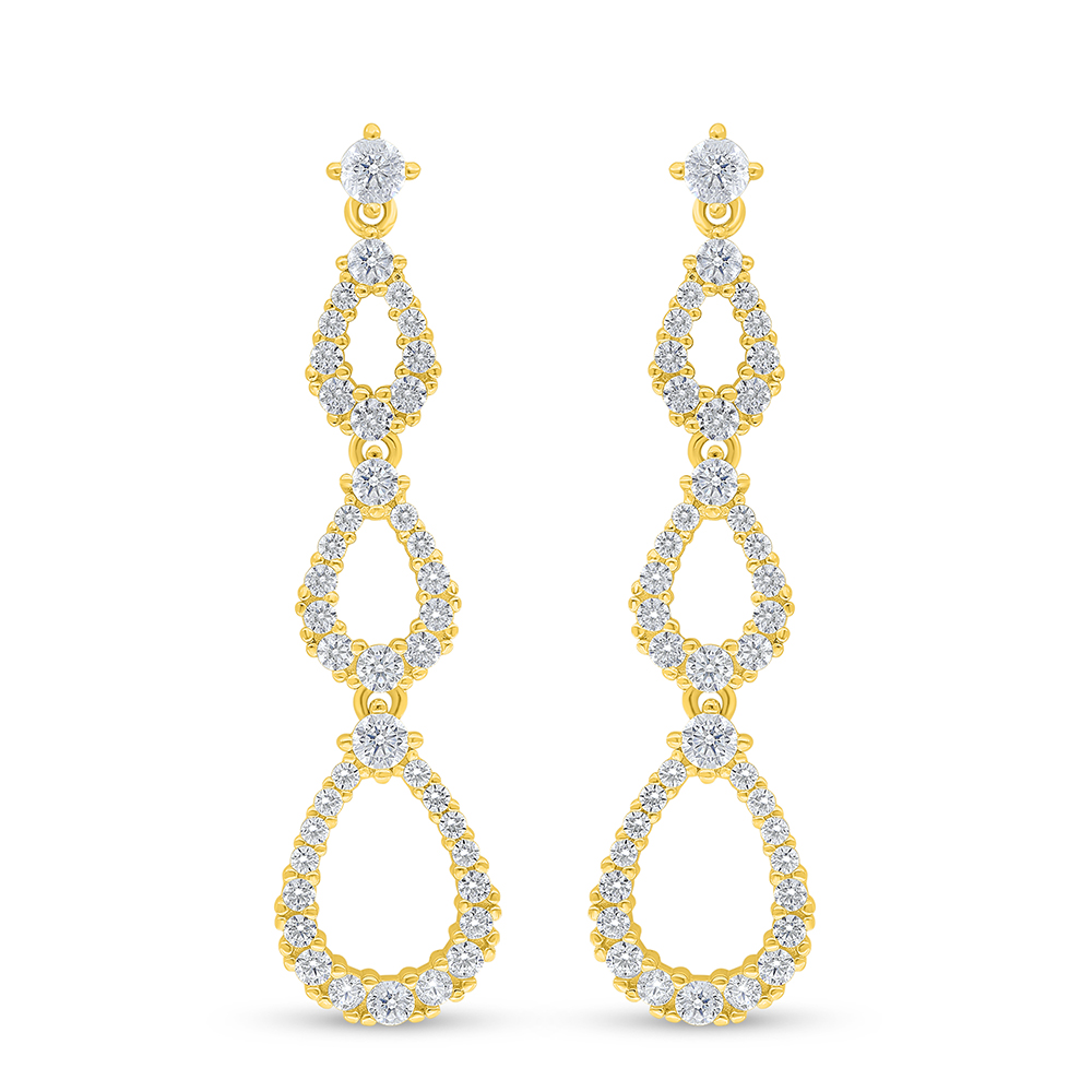 Sterling Silver 925 Earring Golden Plated Embedded With White Zircon