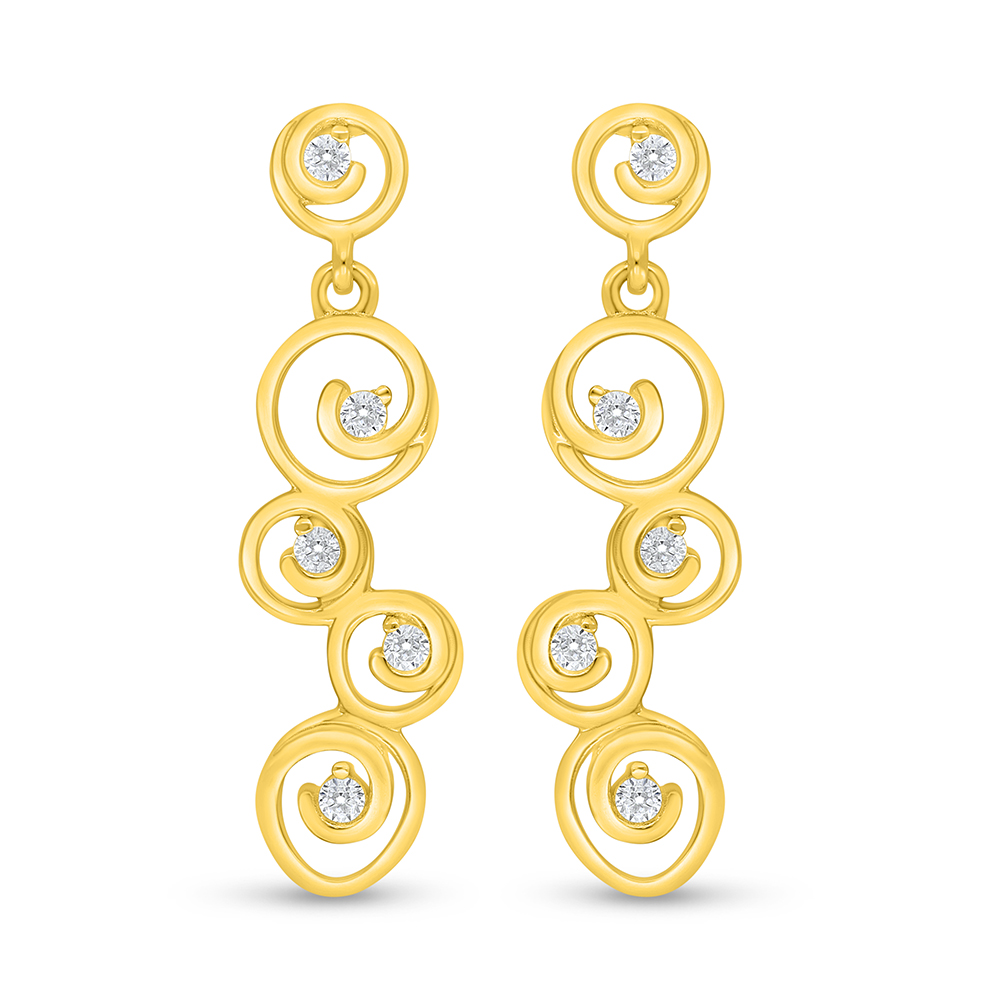 Sterling Silver 925 Earring Golden Plated Embedded With White Zircon