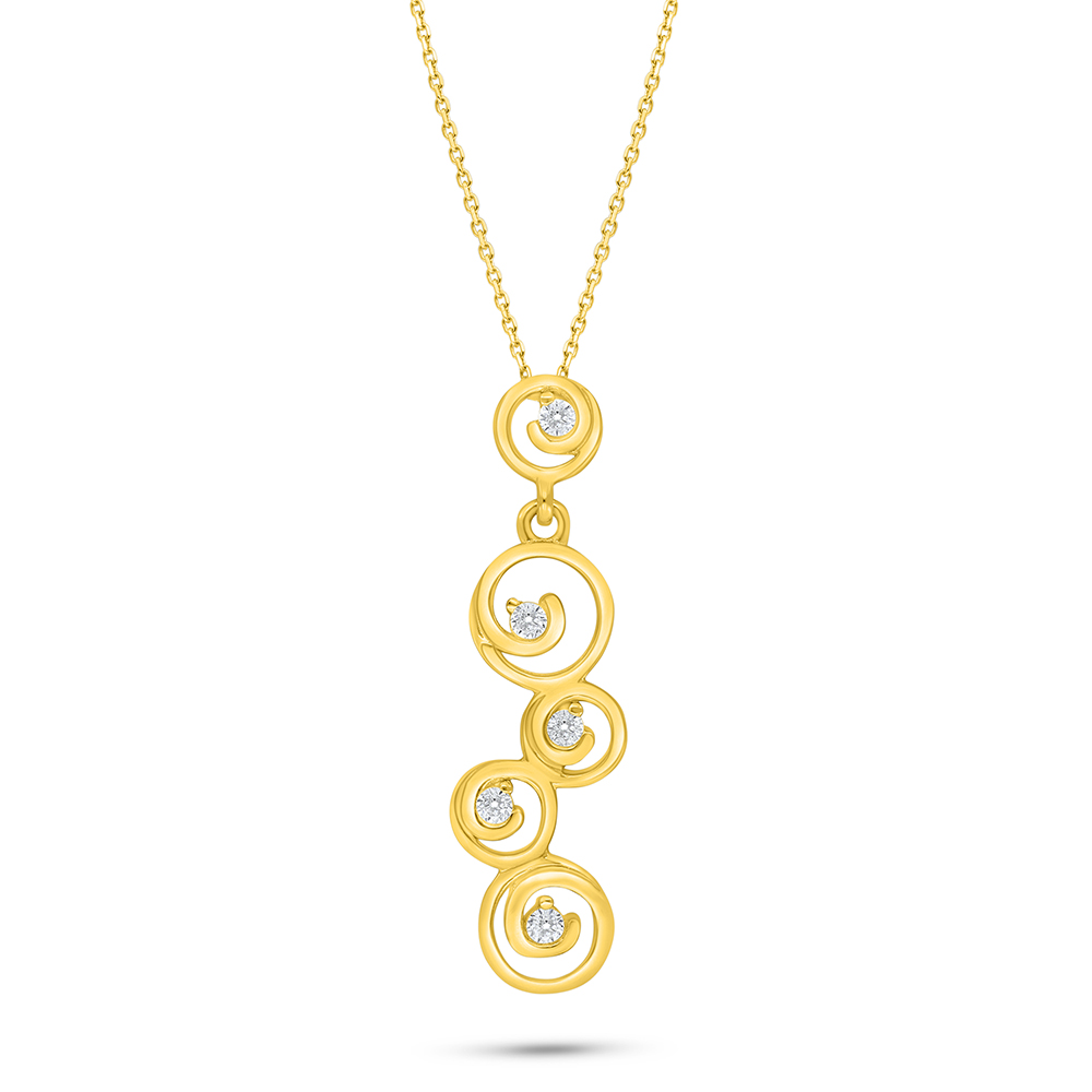 Sterling Silver 925 Necklace Golden Plated Embedded With White Zircon