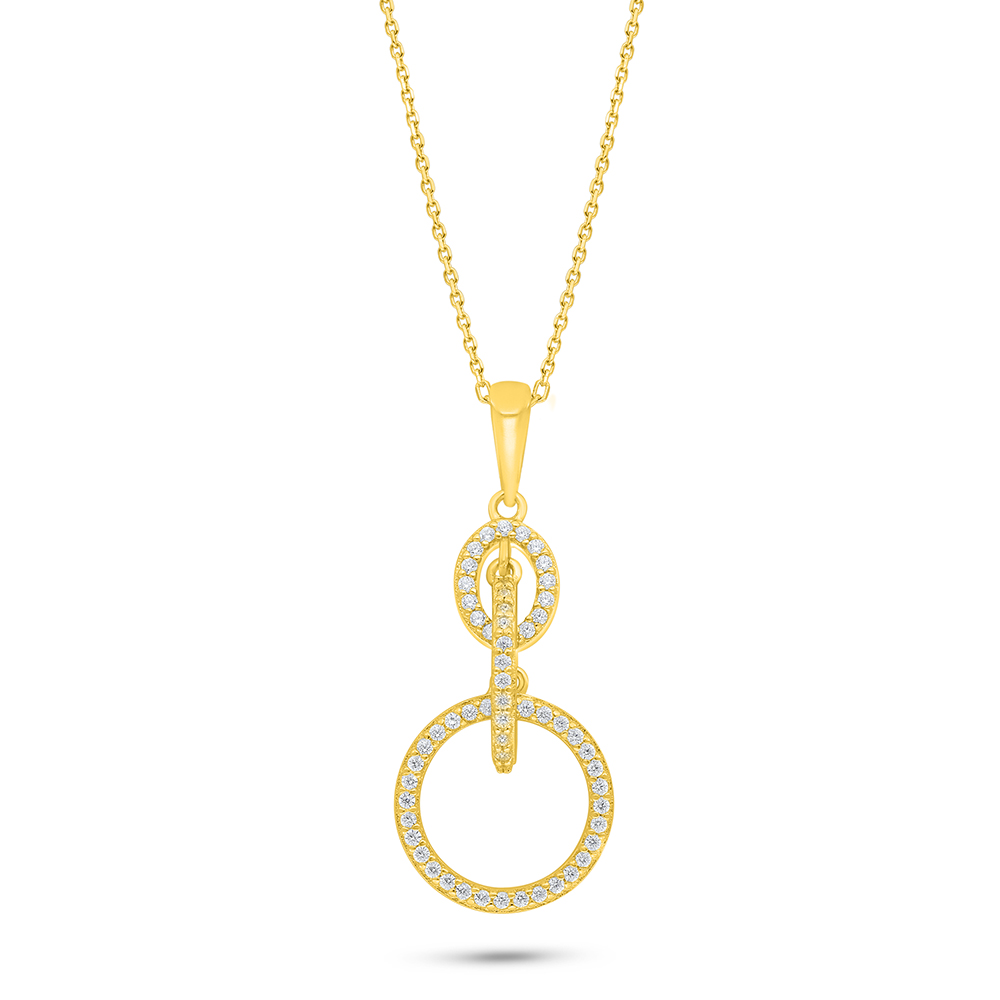 Sterling Silver 925 Necklace Golden Plated Embedded With White Zircon