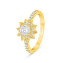 Sterling Silver 925 Ring Golden Plated Embedded With White Zircon