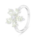 Sterling Silver 925 Ring Rhodium Plated Embedded With Yellow Diamond And White Zircon