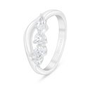 Sterling Silver 925 Ring Rhodium Plated Embedded With White Zircon