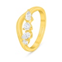 Sterling Silver 925 Ring Golden Plated Embedded With White Zircon