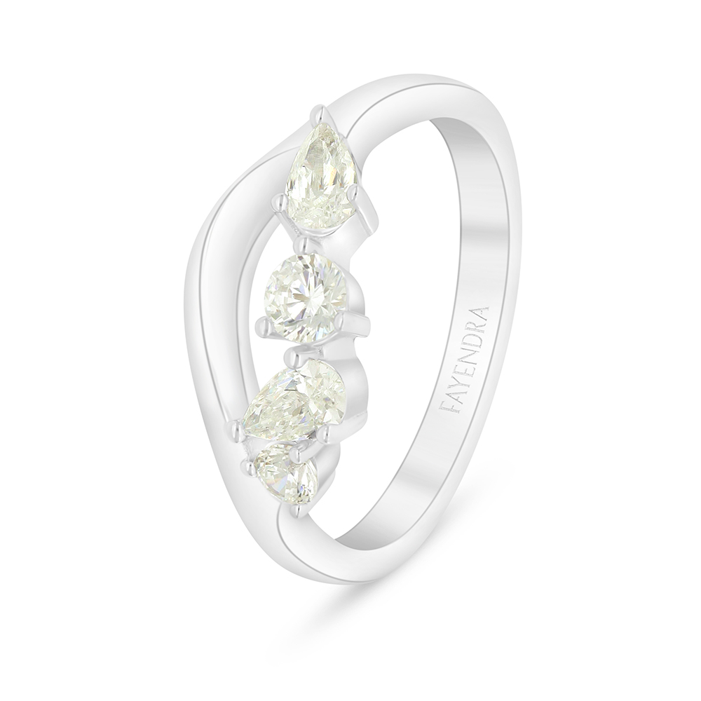 Sterling Silver 925 Ring Rhodium Plated Embedded With Yellow Diamond 