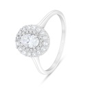 Sterling Silver 925 Ring Rhodium Plated Embedded With White Zircon