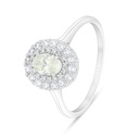 Sterling Silver 925 Ring Rhodium Plated Embedded With Yellow Diamond And White Zircon