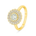 Sterling Silver 925 Ring Golden Plated Embedded With Yellow Diamond And White Zircon