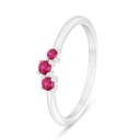Sterling Silver 925 Ring Rhodium Plated Embedded With Ruby Corundum And White Zircon