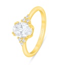 Sterling Silver 925 Ring Golden Plated Embedded With White Zircon