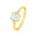 Sterling Silver 925 Ring Golden Plated Embedded With White Zircon