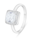 Sterling Silver 925 Ring Rhodium Plated Embedded With White Zircon