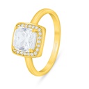 Sterling Silver 925 Ring Golden Plated Embedded With White Zircon