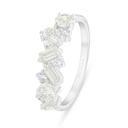 Sterling Silver 925 Ring Rhodium Plated Embedded With Yellow Diamond And White Zircon