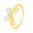 Sterling Silver 925 Ring Golden Plated Embedded With White Shell And White Zircon